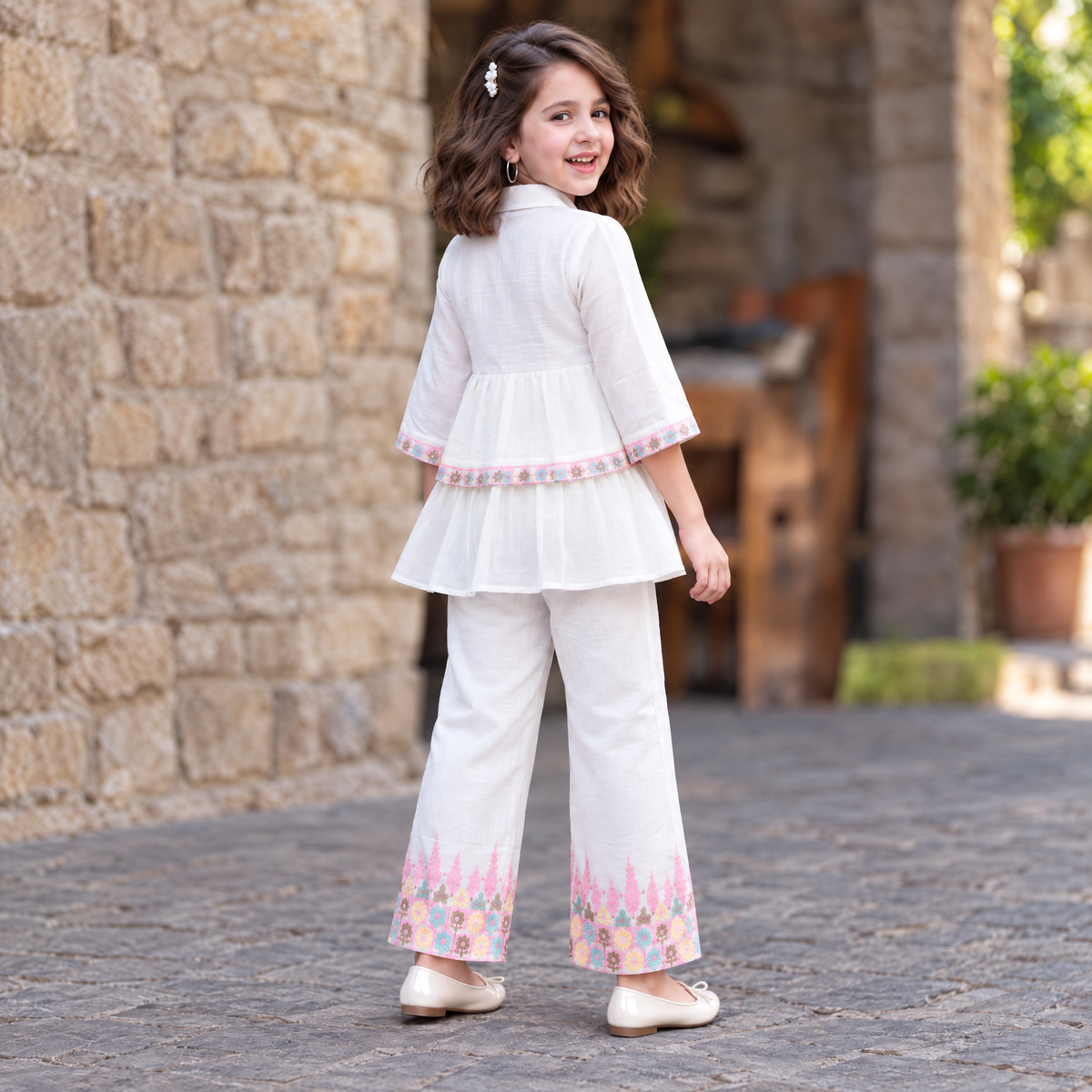 PERFECT GIRL-Girl's Floral Printed Kurta & Palazzo Set