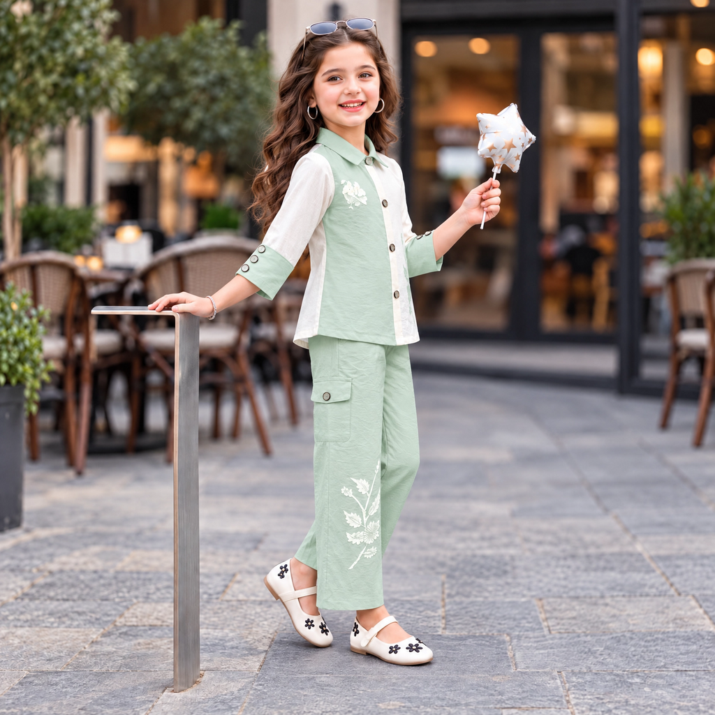 PERFECT GIRL-Girl's Mint Green Co-Ord Blazer & Trouser Set