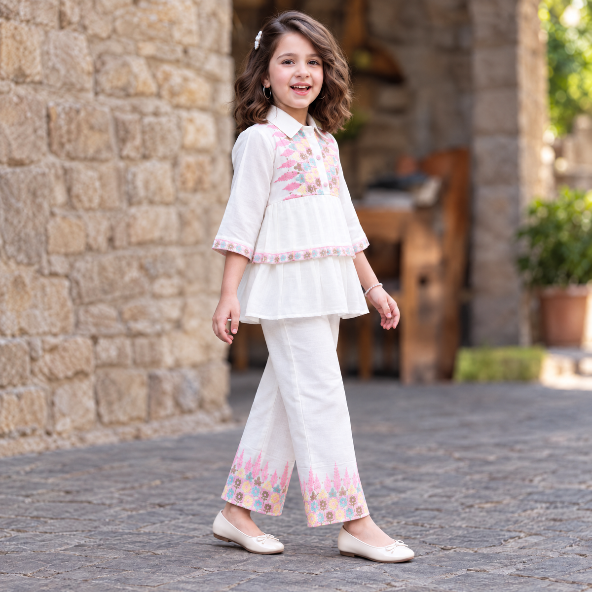 PERFECT GIRL-Girl's Floral Printed Kurta & Palazzo Set