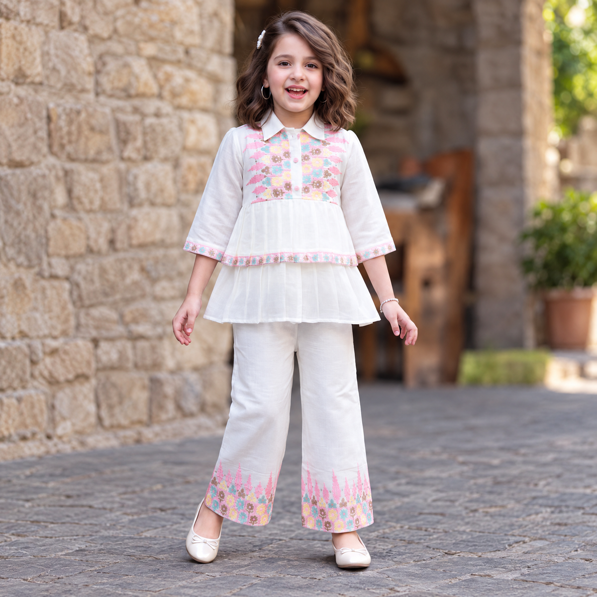 PERFECT GIRL-Girl's Floral Printed Kurta & Palazzo Set