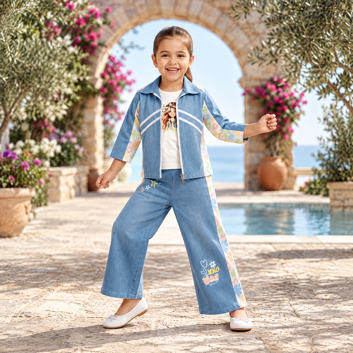 AIR RING-Kids Blue 2-Piece Zipper Co-Ord Set