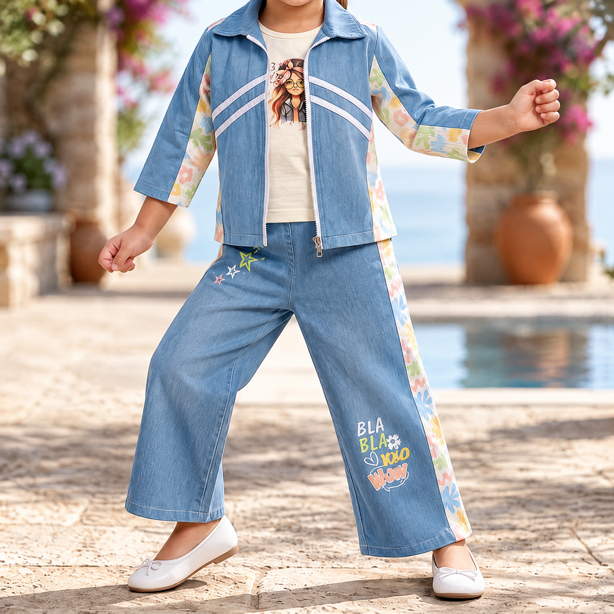 AIR RING-Kids Blue 2-Piece Zipper Co-Ord Set