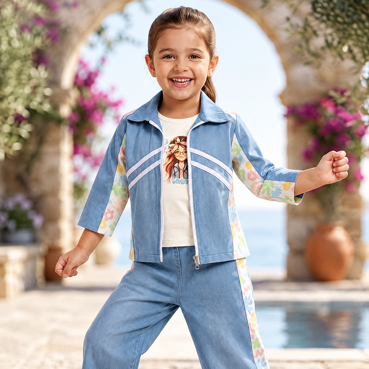 AIR RING-Kids Blue 2-Piece Zipper Co-Ord Set