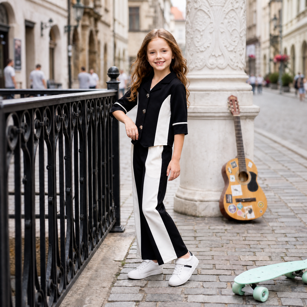 ANGEL,S-Petite Black & White Stripe Active Co-Ord Set