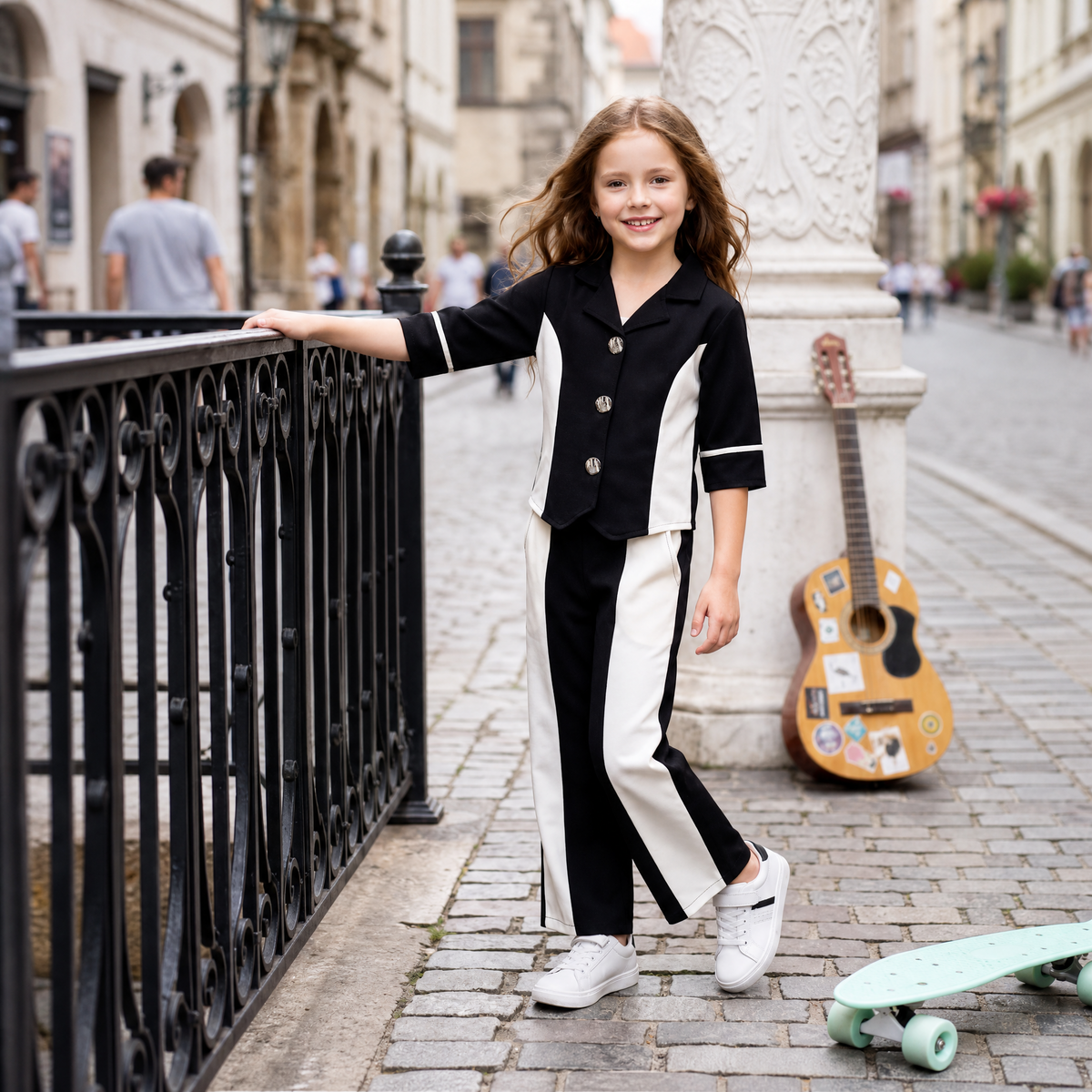 ANGEL,S-Petite Black & White Stripe Active Co-Ord Set