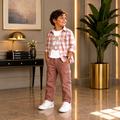 WHITE ALMOND-Child's Checked Casual Outfit Set