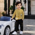 CHOO-CHOO-Kids Mustard Yellow Bear Top & Grey Trousers Co-Ord Set