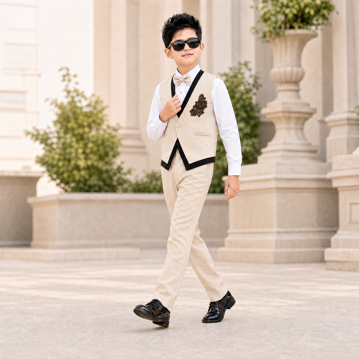 KARROM BOY-Boy's Beige Party Wear Suit