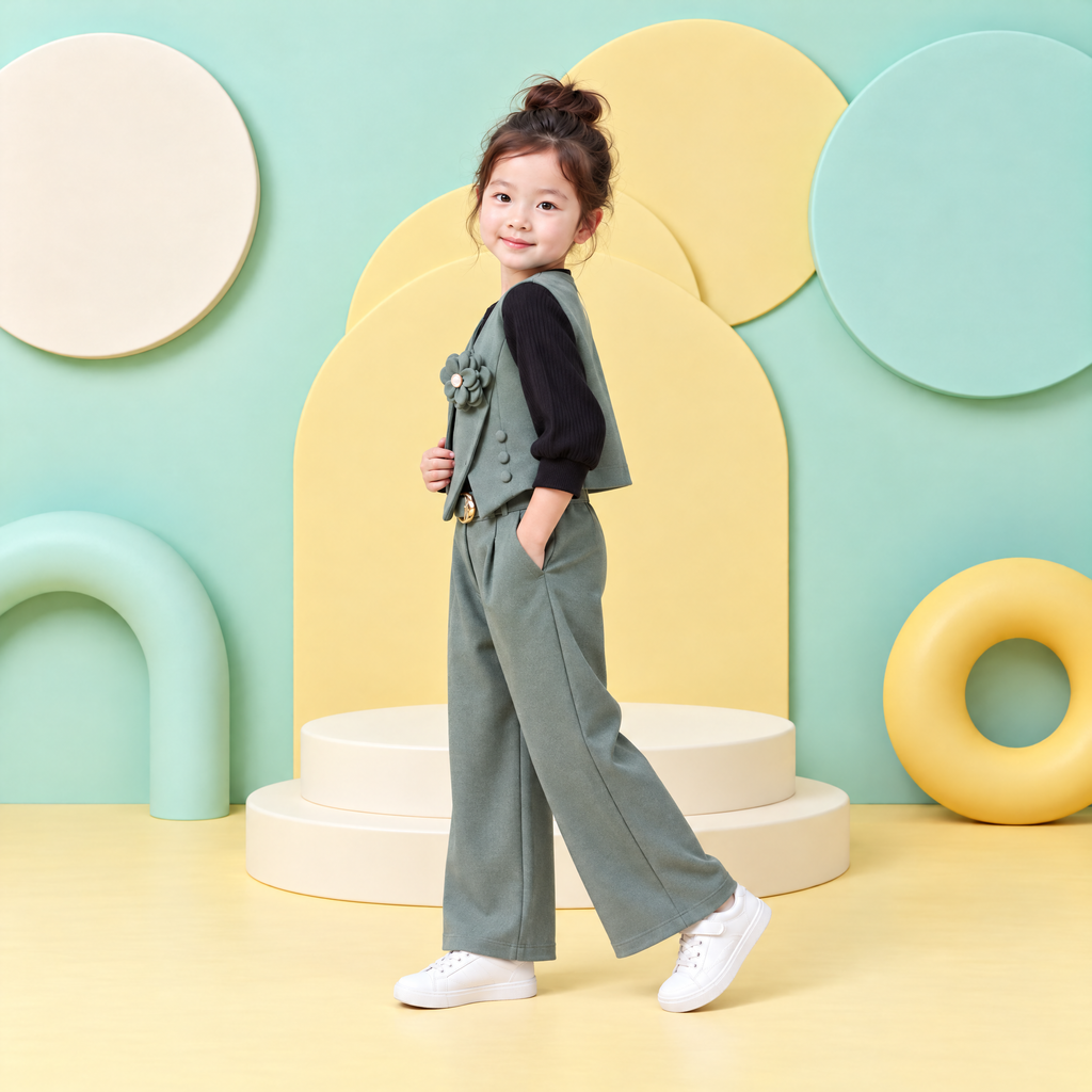 BABY COOL-Child's Olive Green Party Wear Outfit