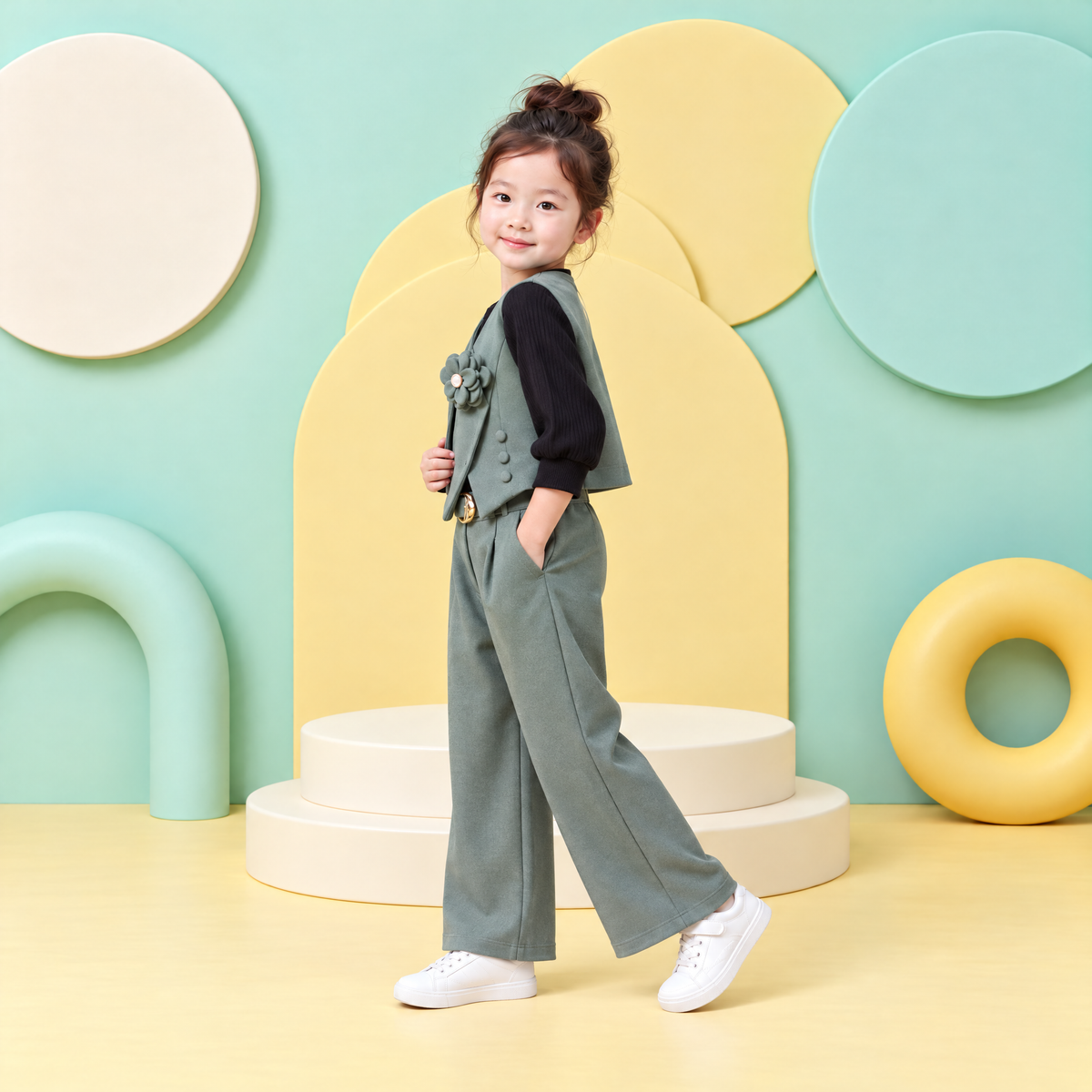 BABY COOL-Child's Olive Green Party Wear Outfit