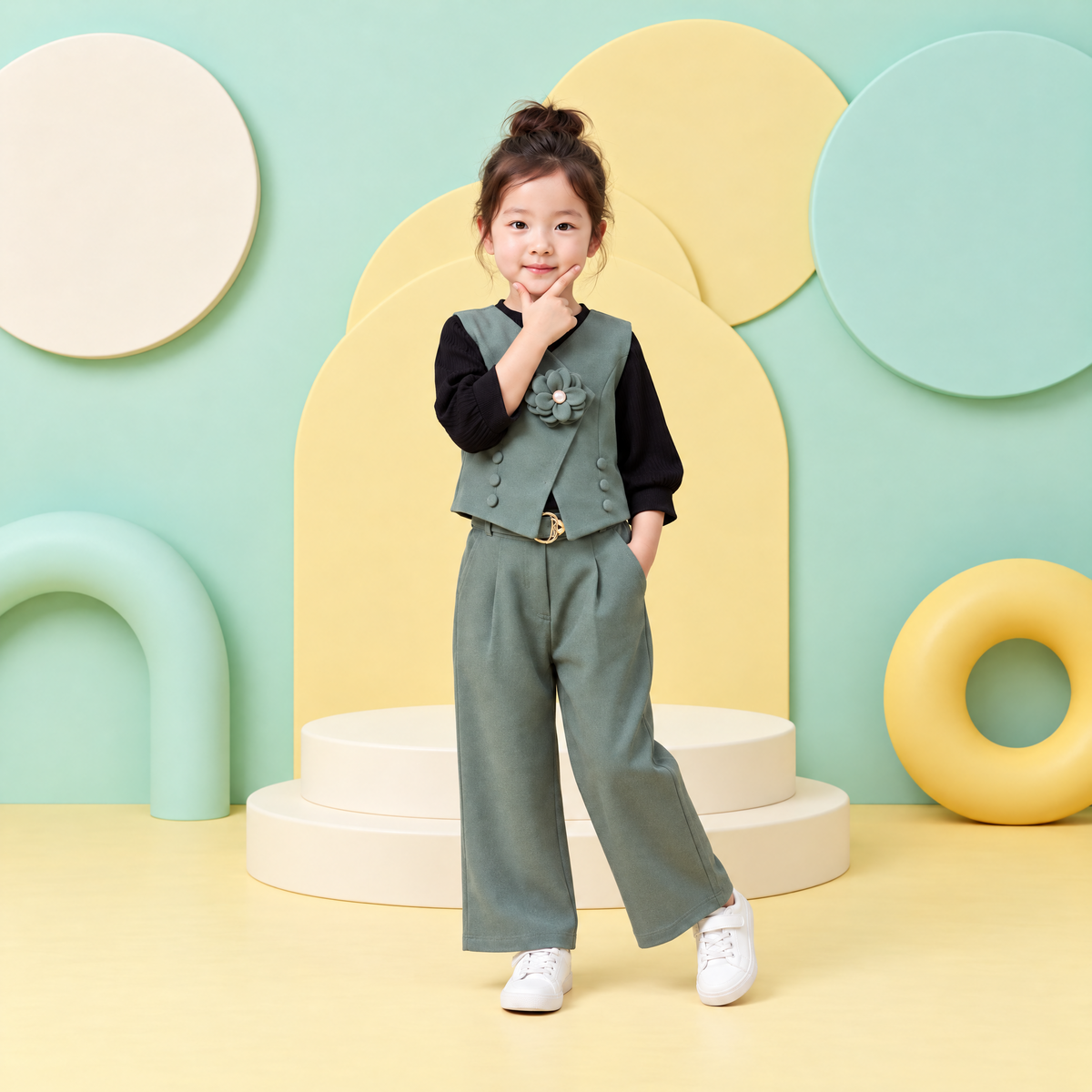 BABY COOL-Child's Olive Green Party Wear Outfit