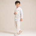 TOP BOYS-Boys Off-White Embroidered Kurta & Trousers Set