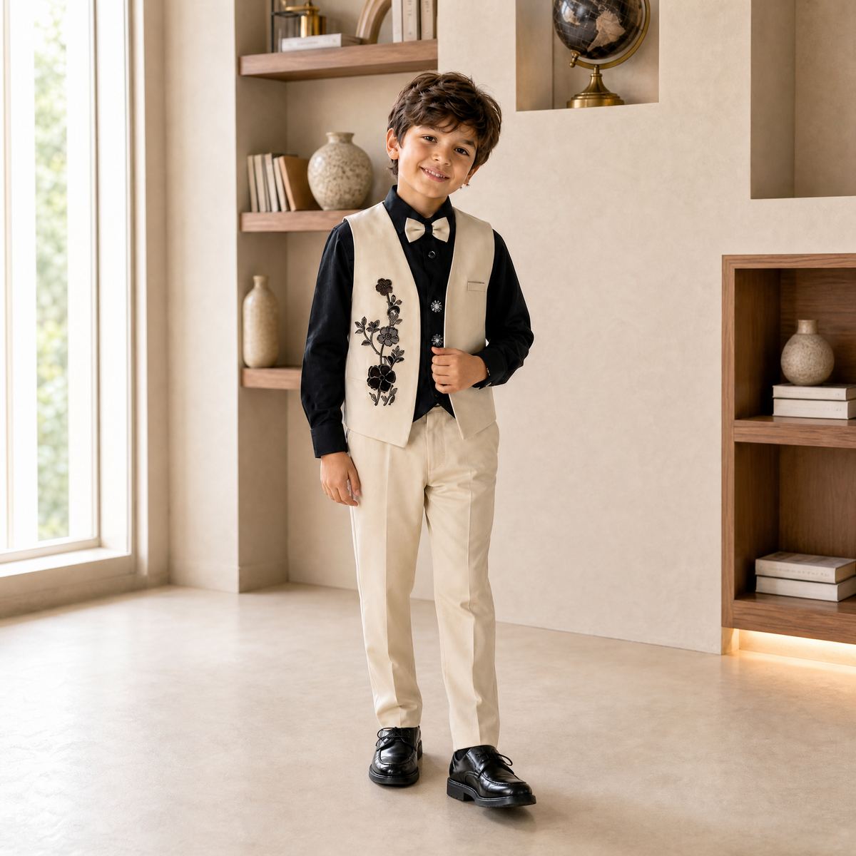 KARROM BOY-Boy's Formal Beige Suit Set – Special Occasion Wear