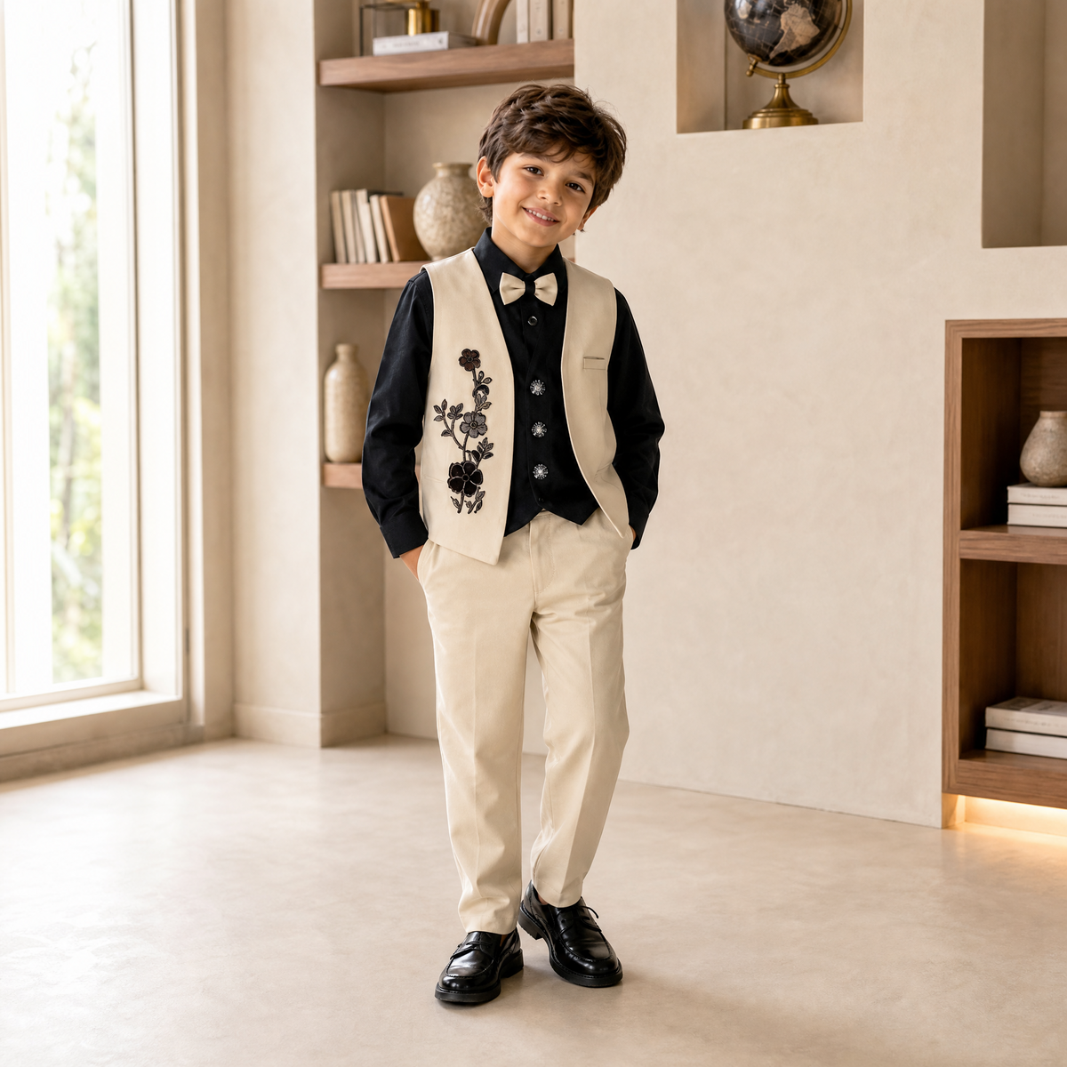 KARROM BOY-Boy's Formal Beige Suit Set – Special Occasion Wear