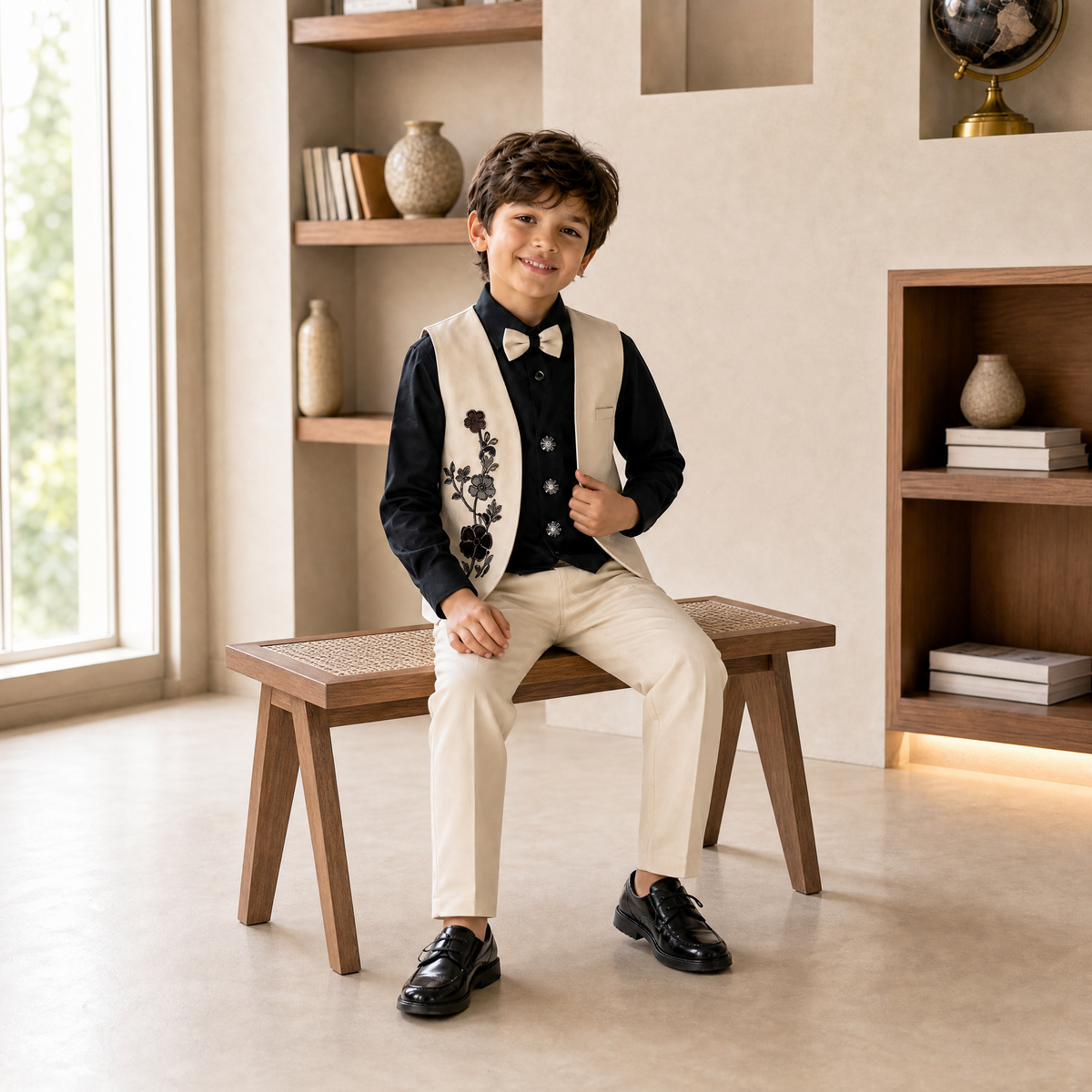KARROM BOY-Boy's Formal Beige Suit Set – Special Occasion Wear