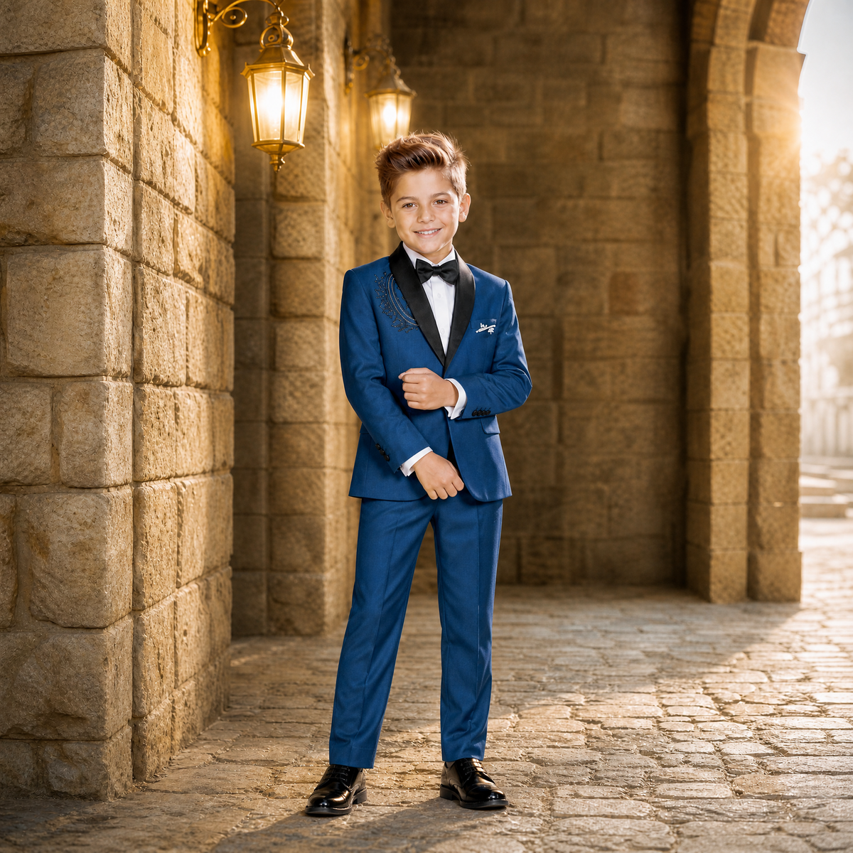 KARROM BOY-Boy's Royal Blue 3-Piece Tuxedo Suit Set
