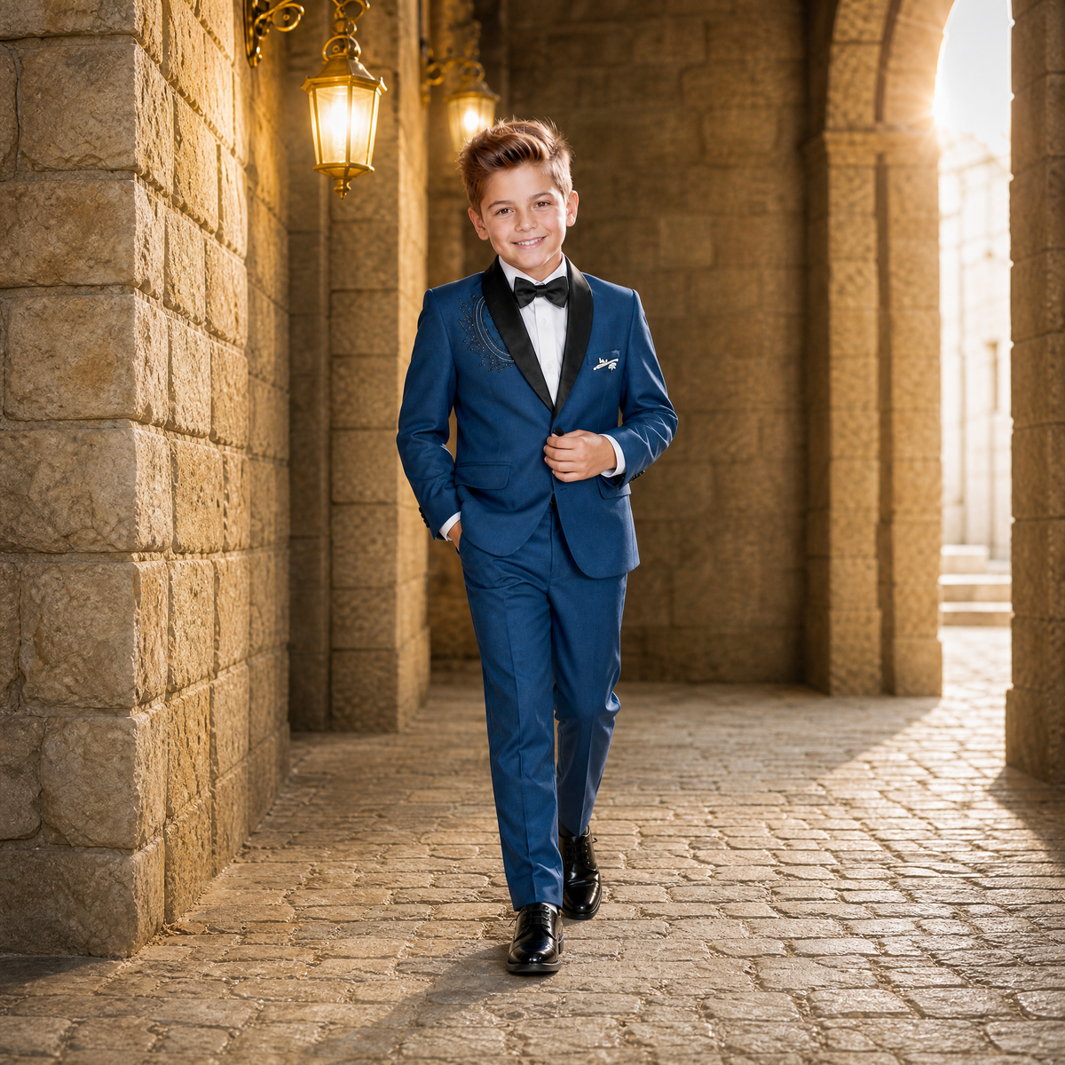 KARROM BOY-Boy's Royal Blue 3-Piece Tuxedo Suit Set