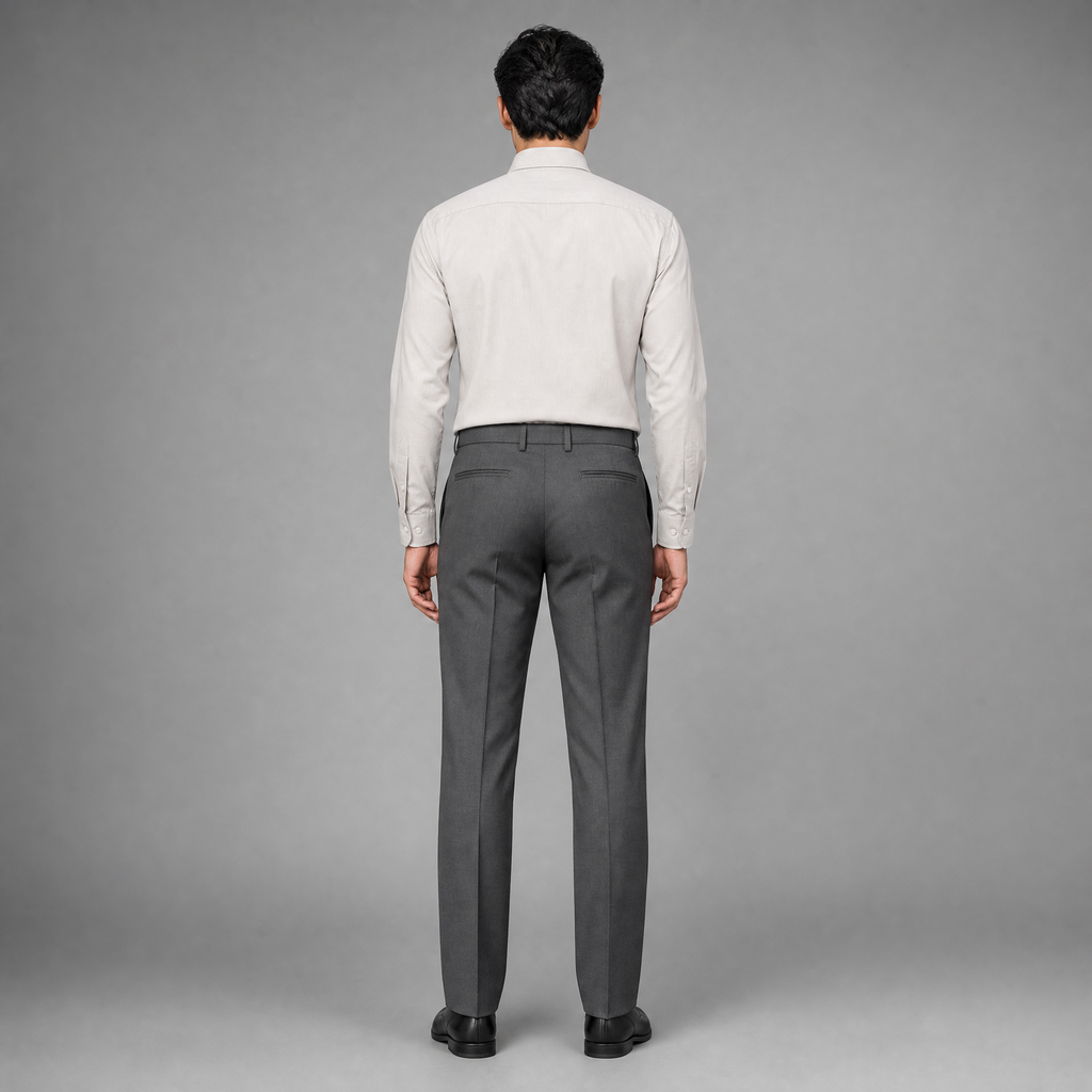 MALENO-Men's Charcoal Grey Slim Fit Formal Trousers