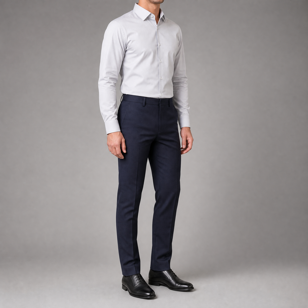 MALENO-Men's Navy Blue Slim Fit Formal Trousers