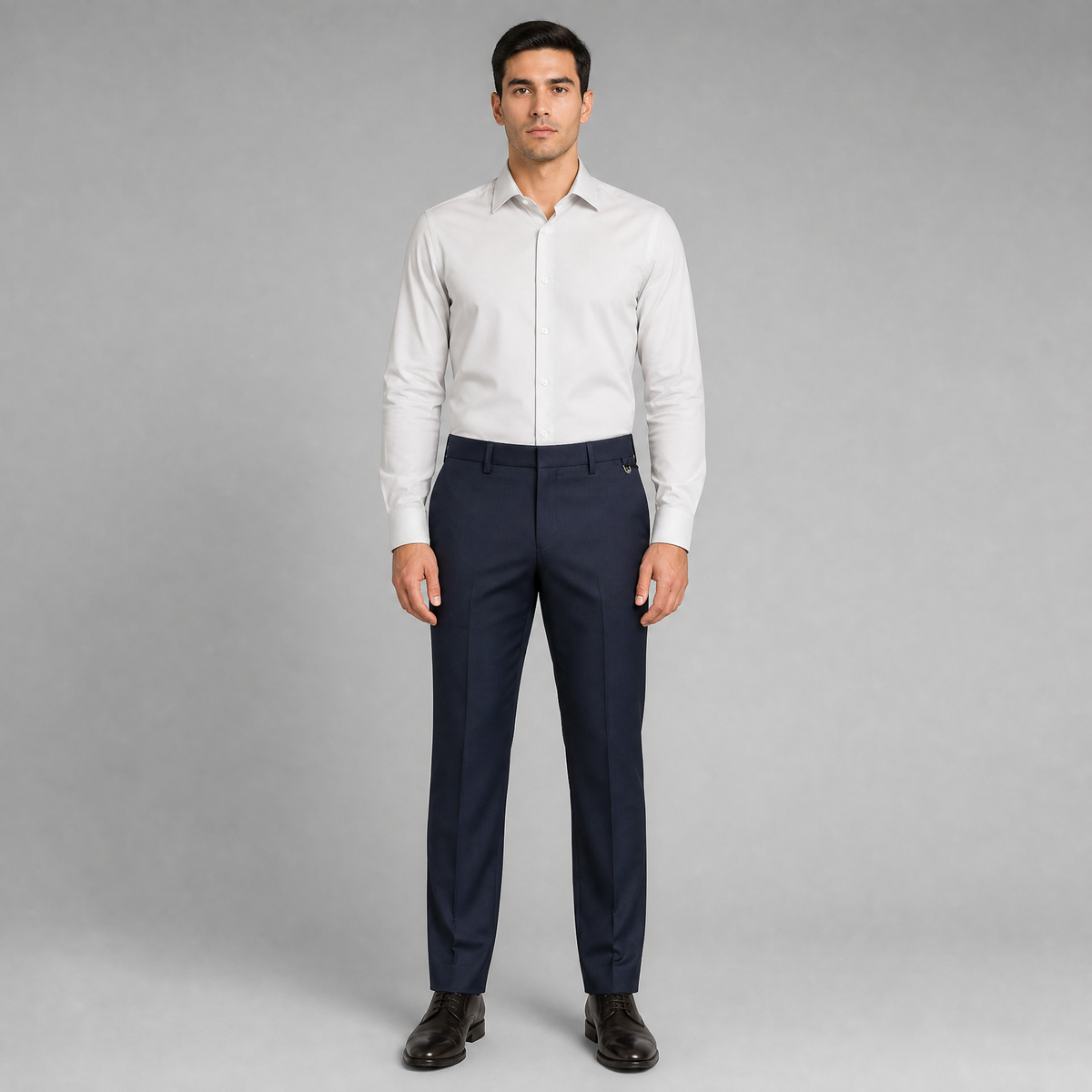 MALENO-Men's Navy Blue Slim Fit Formal Trousers