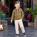A-FIRST-Boy's Olive Green Hoodie & Trouser Casual Set