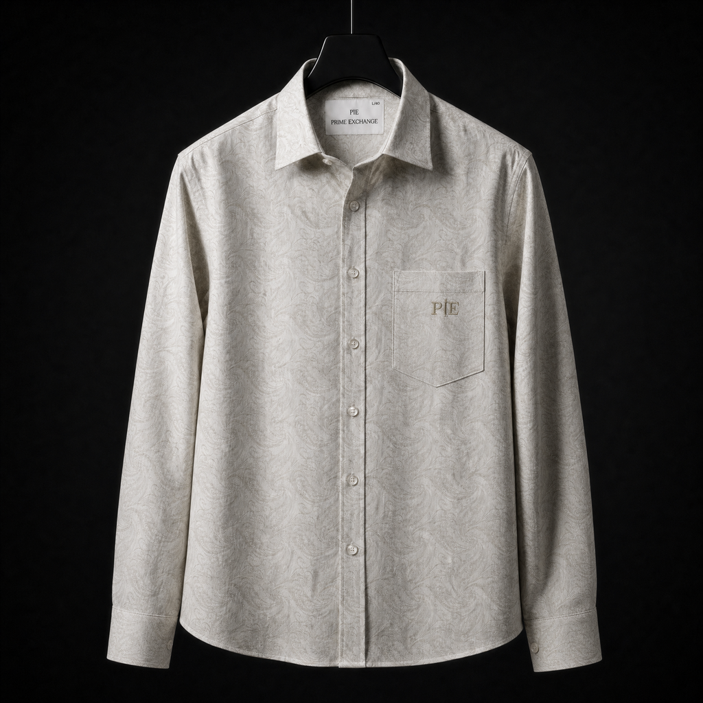 PRIME EXCHANGE-Men's Beige Tonal Paisley Casual Shirt