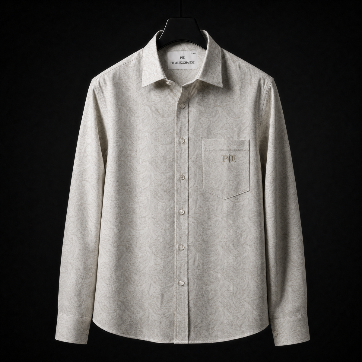 PRIME EXCHANGE-Men's Beige Tonal Paisley Casual Shirt