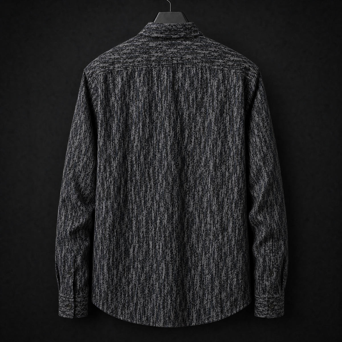 PRIME EXCHANGE-Premium Textured Patterned Shirt – Navy & Gray
