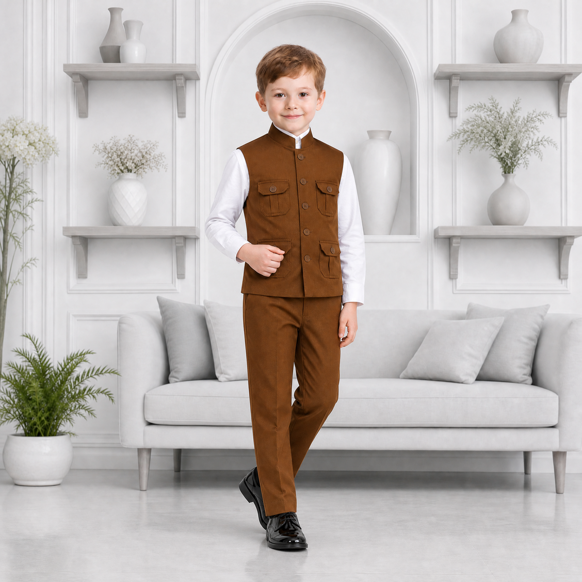 KARROM BOY-Boy's Brown Formal Suit Set
