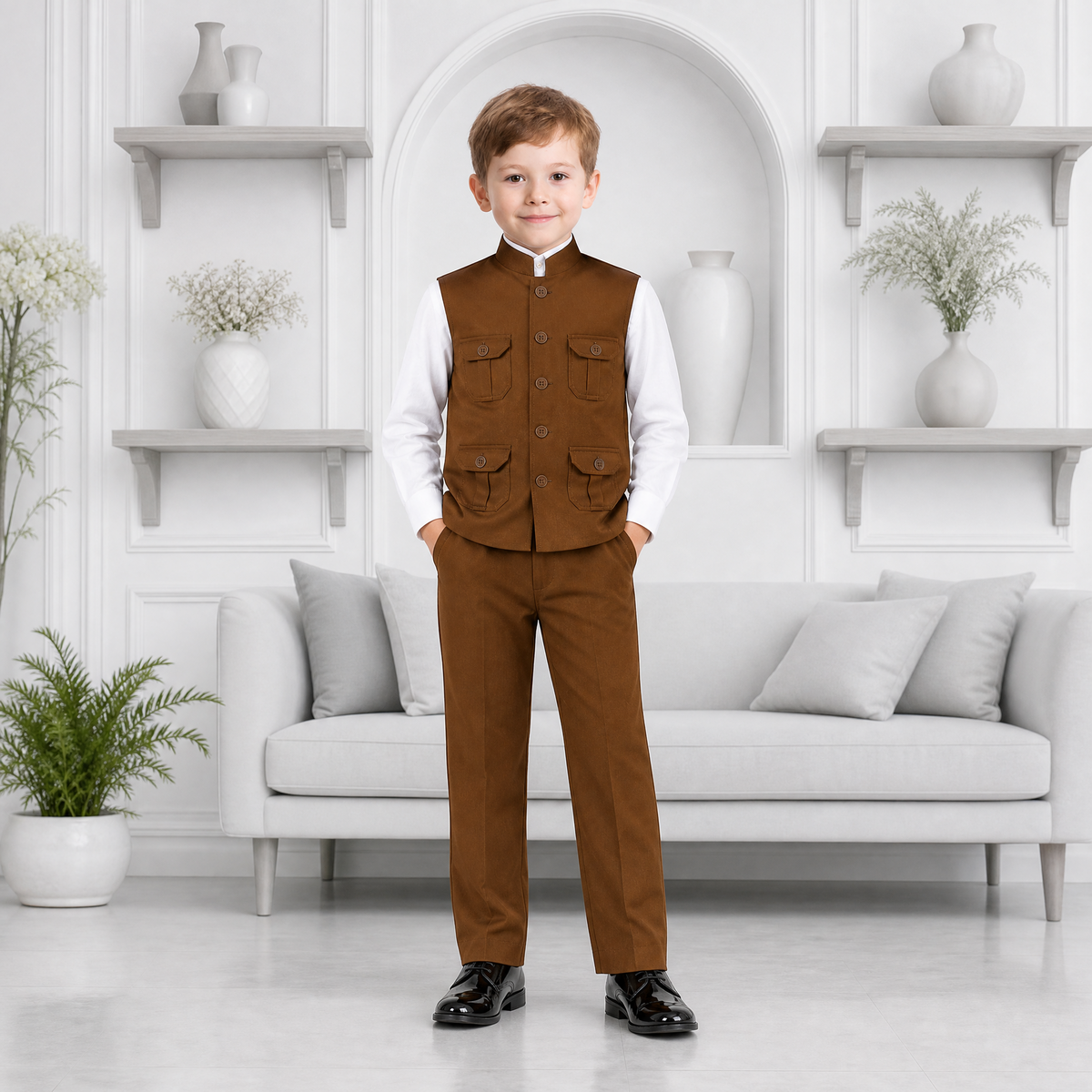 KARROM BOY-Boy's Brown Formal Suit Set