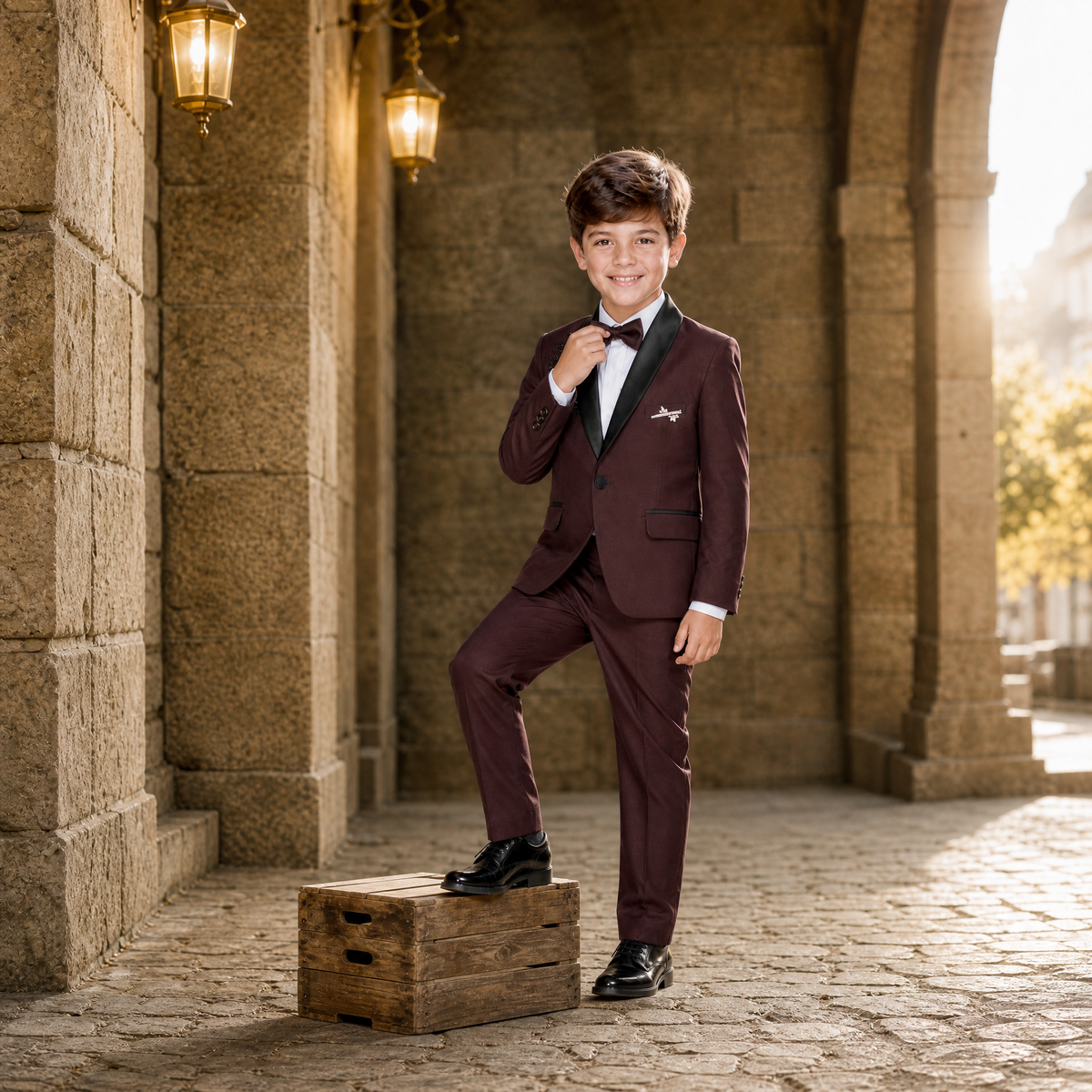 KARROM BOY-Boy's Burgundy Party Wear Suit