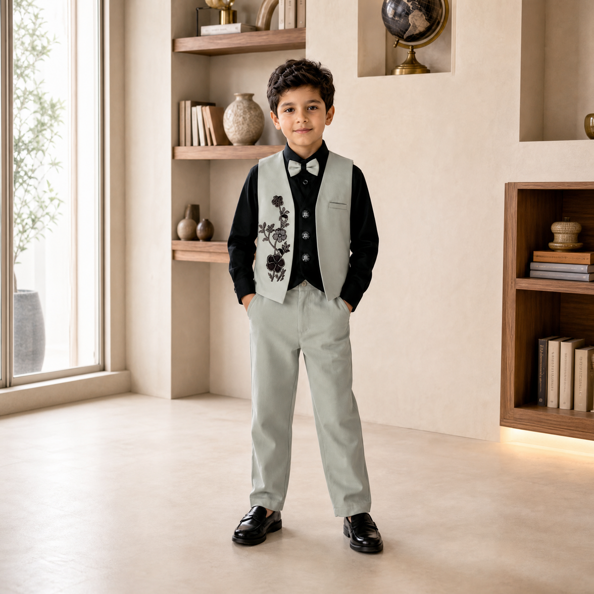 KARROM BOY-Boy's Sage Green Formal Suit Set