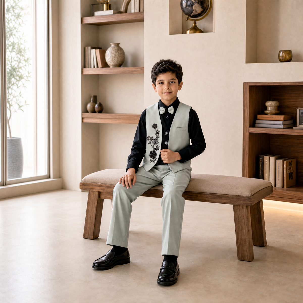 KARROM BOY-Boy's Sage Green Formal Suit Set