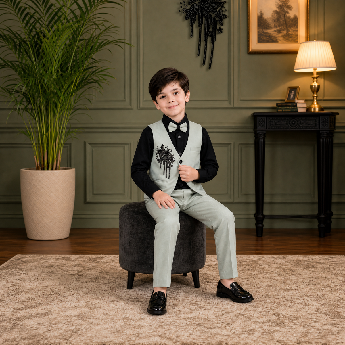 KARROM BOY-Boy's Mint Green Party Wear Suit