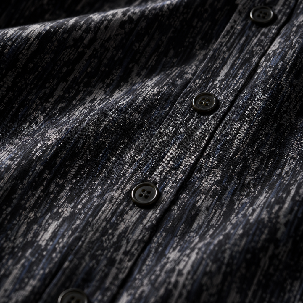 PRIME EXCHANGE-Premium Textured Patterned Shirt – Navy & Gray