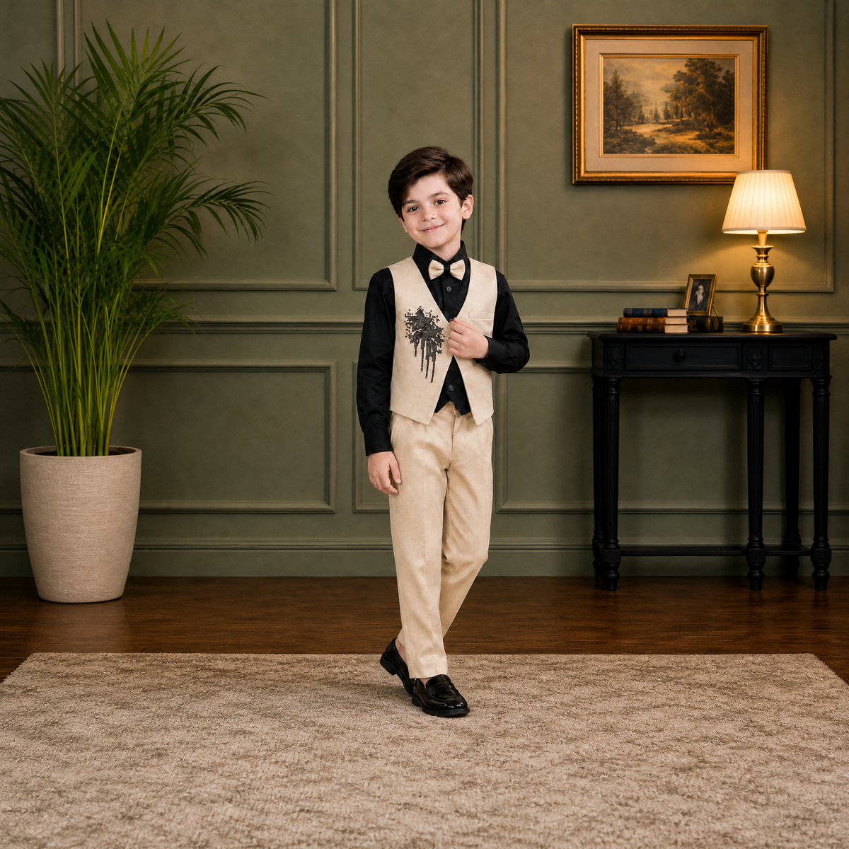 KARROM BOY-Boy's Cream Party Wear Suit