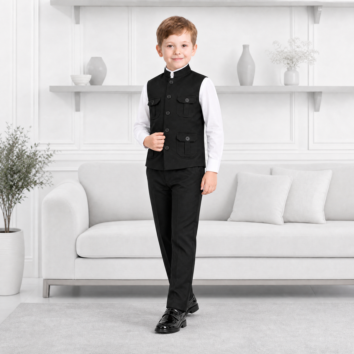 KARROM BOY-Boy's Black  Formal Suit Set