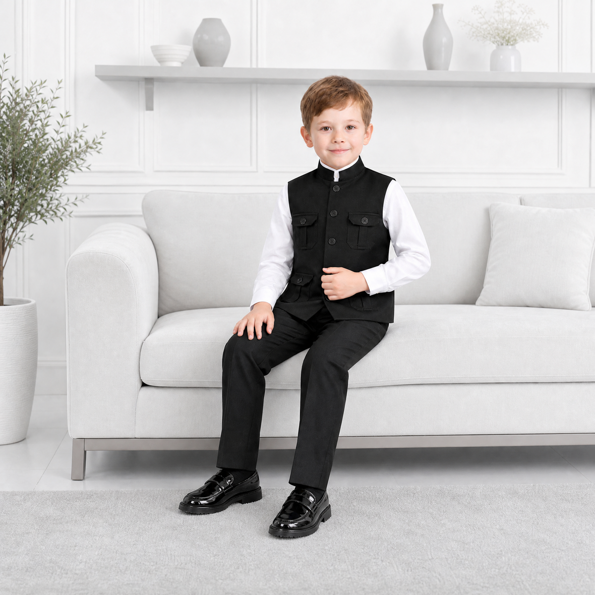 KARROM BOY-Boy's Black  Formal Suit Set