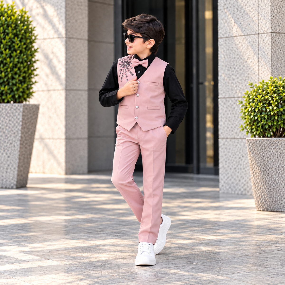 KARROM BOY-Boy's Baby Pink Party Wear Suit Set