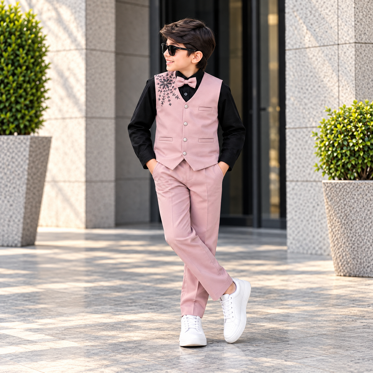 KARROM BOY-Boy's Baby Pink Party Wear Suit Set