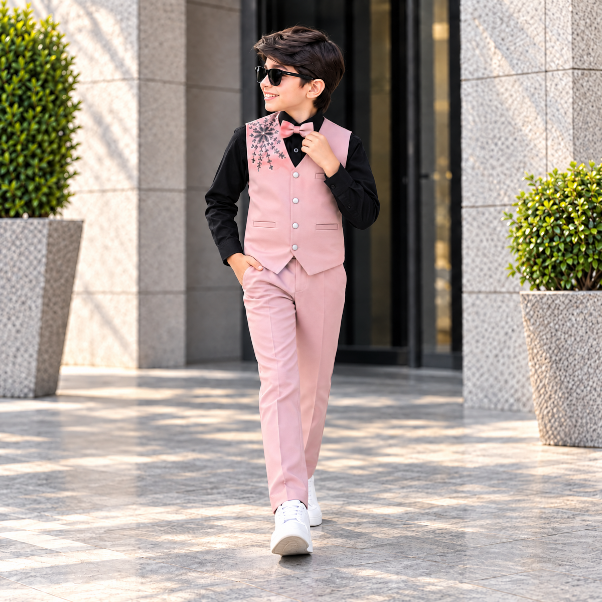 KARROM BOY-Boy's Baby Pink Party Wear Suit Set