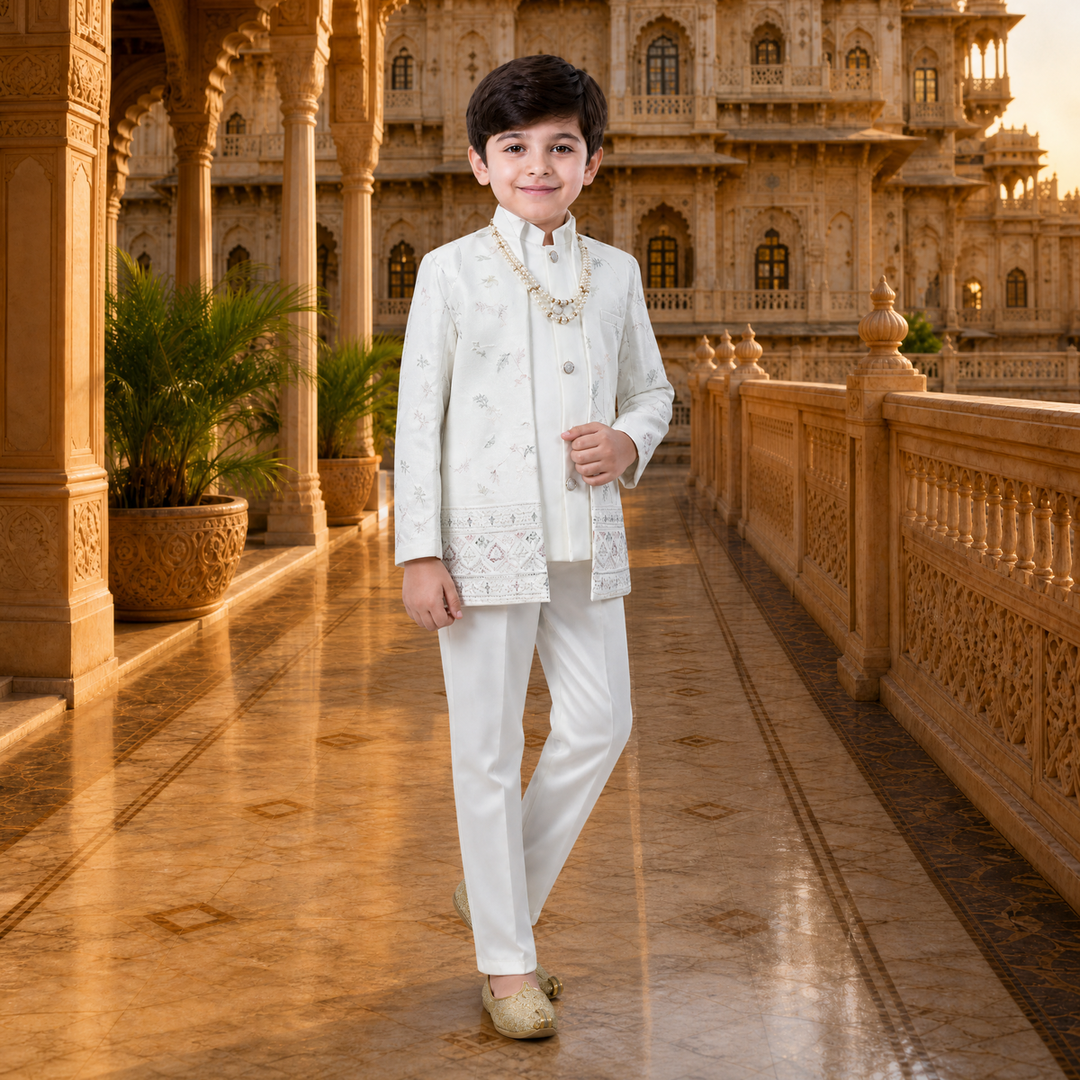 KARROM BOY-Boy's Off-White Festive Wear Suit
