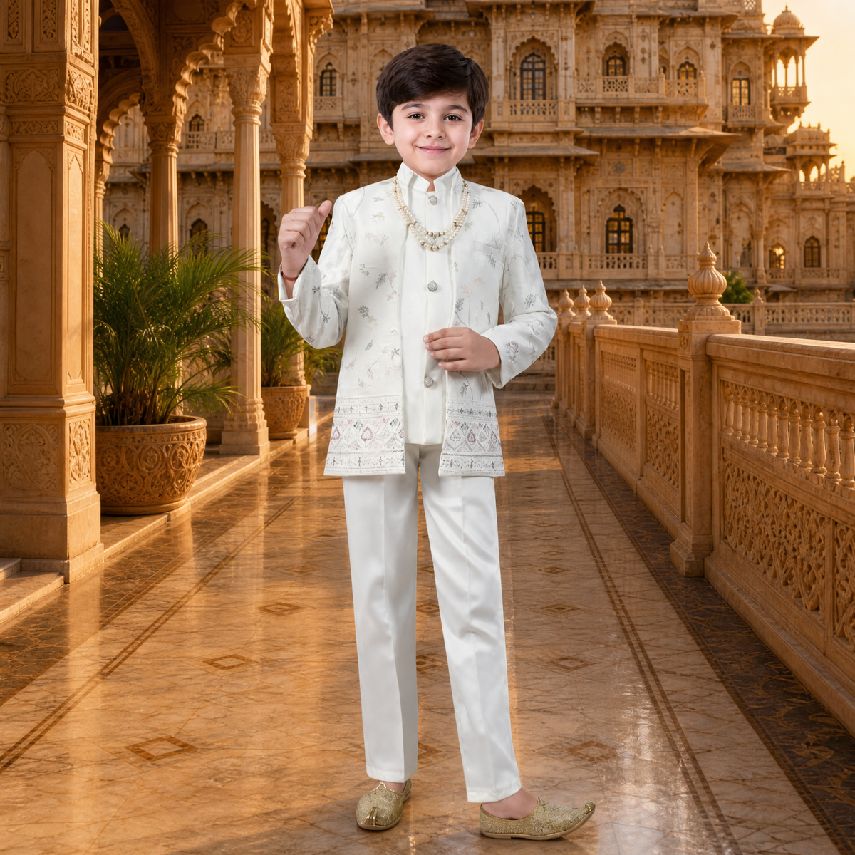 KARROM BOY-Boy's Off-White Festive Wear Suit
