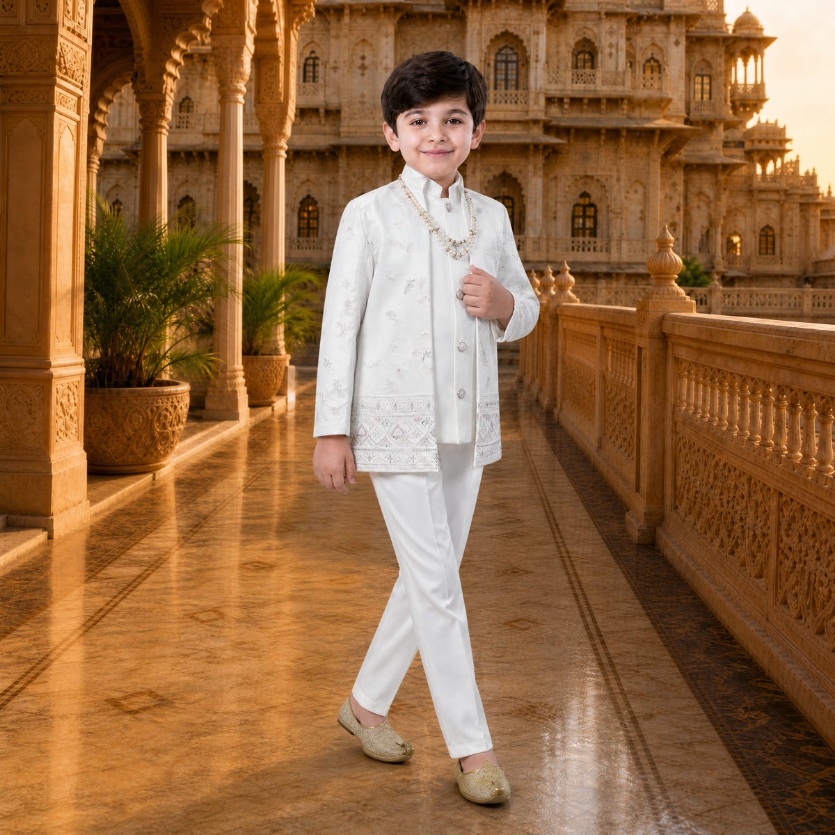 KARROM BOY-Boy's Off-White Festive Wear Suit